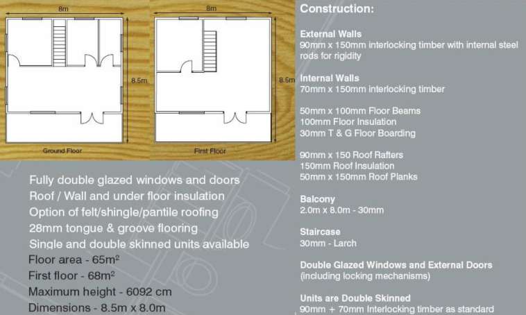 two storey log cabin home floor plan