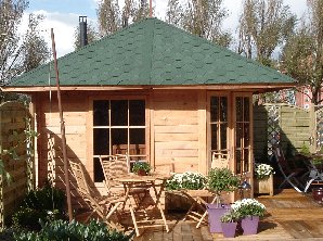 Corner House Log Cabin can be used as a garden office, playhouse, garden shed, garden room, garden store room, shed, timber building, rustic cabin and general garden use.