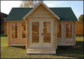 Corner House Log Cabin can be used as a garden office, playhouse, garden shed, garden room, garden store room, shed, timber building, rustic cabin and general garden use.